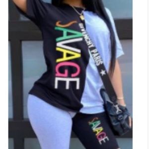 2 piece biker short set